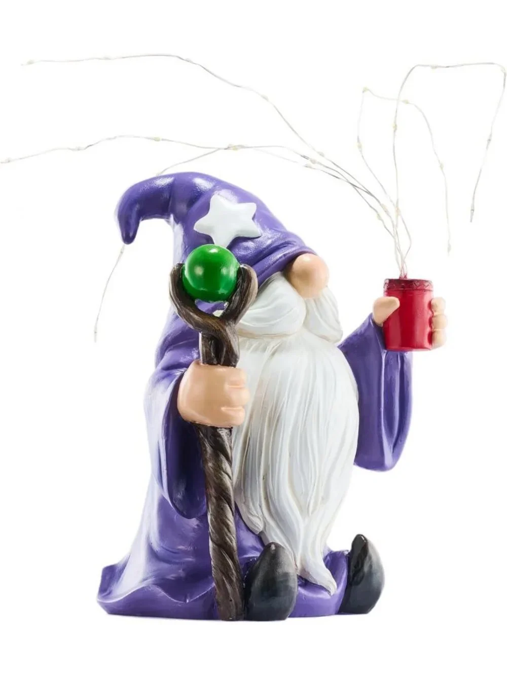 Patriotic Garden Gnome Statue with Fairy Lights | Waterproof Outdoor Decor for
